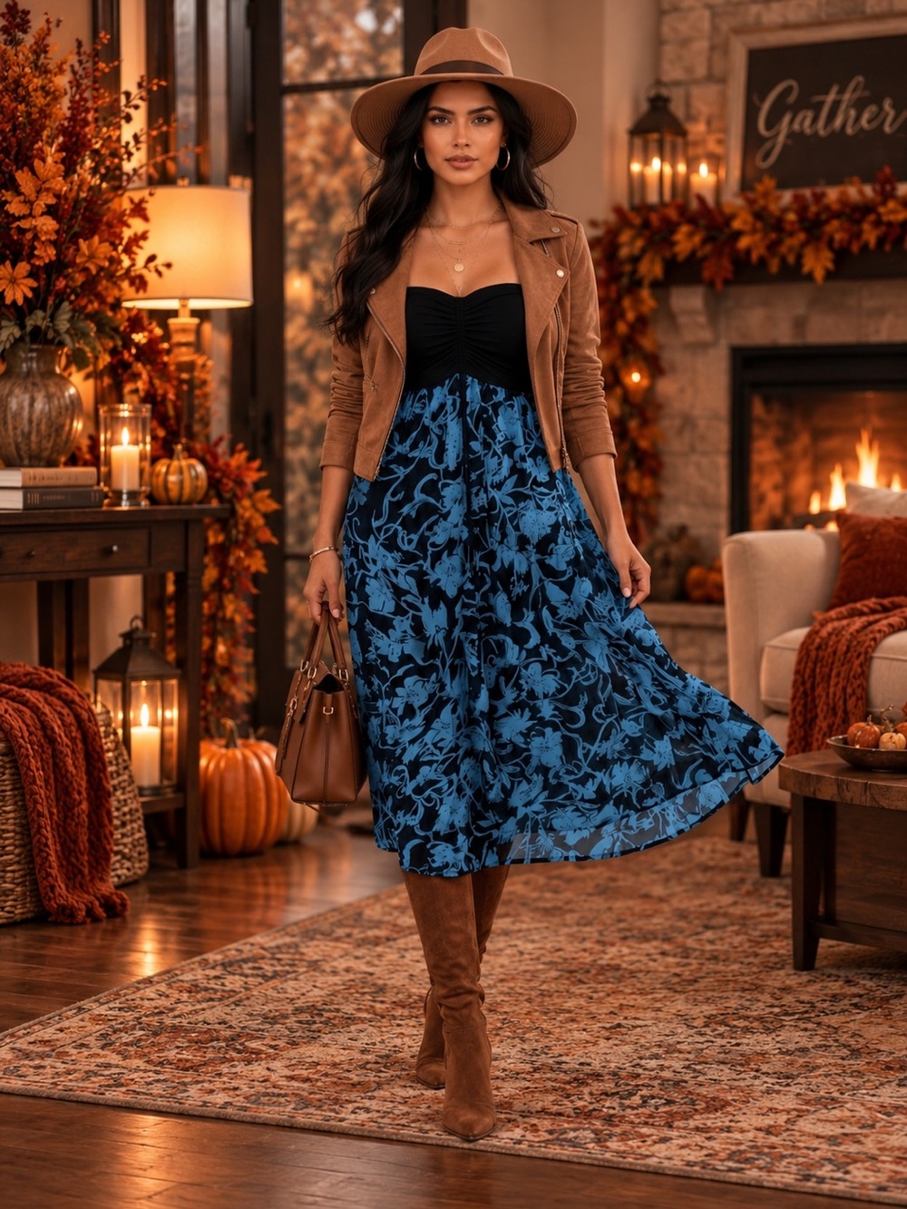 🛍️ Women’s Blue Black Floral Sheer Strapless open front Dress LARGE